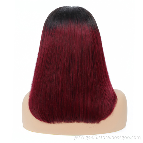Yeswigs Wholesale Colorful Bob Wig 1b/99j Short Bob Cut Brazilian Human Hair Lace Front Wigs for Black Women Full and Thick Ends